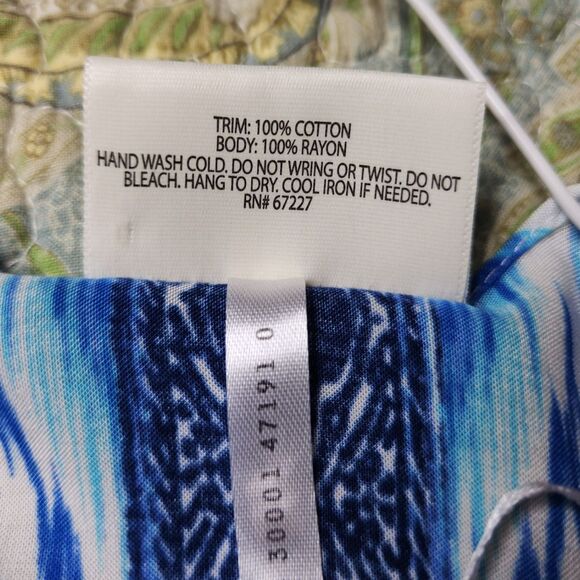 Vintage Bobbie Brooks Woman's Kimono Duster Cover Up Aztec Southwest Blue Cotton - Picture 9 of 9